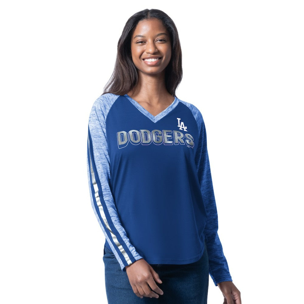 Los Angeles Dodgers G-III 4Her by Carl Banks Women's Top Dog Raglan Long Sleeve V-Neck T-Shirt - MLB T-shirts