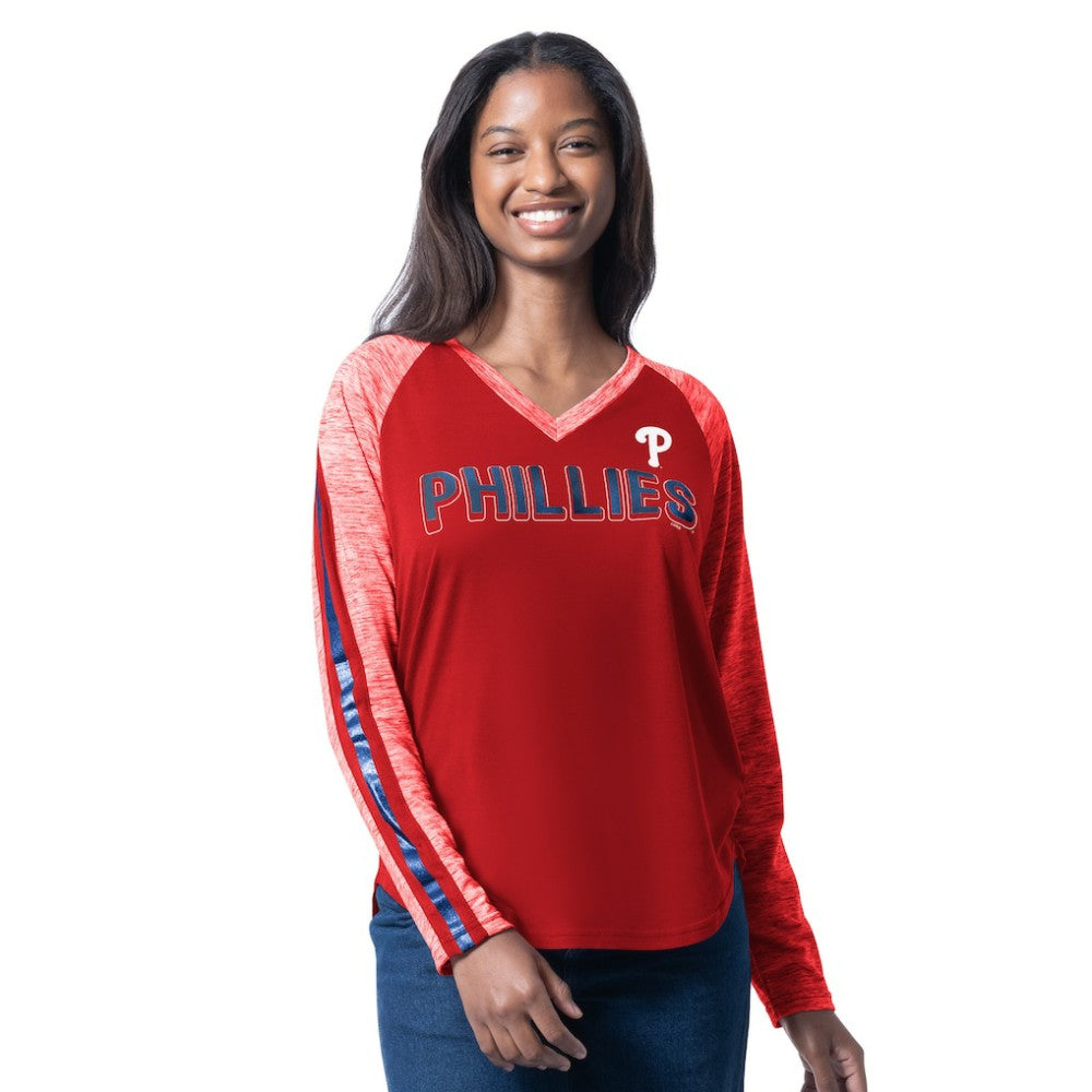 Philadelphia Phillies G-III 4Her by Carl Banks Women's Top Dog Raglan Long Sleeve V-Neck T-Shirt - MLB T-shirts