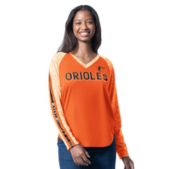 Baltimore Orioles G-III 4Her by Carl Banks Women's Top Dog Raglan Long Sleeve V-Neck T-Shirt - MLB T-shirts