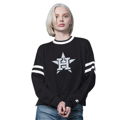 Houston Astros Starter Women's Rally Cropped Drop Shoulder Crewneck Sweatshirt - MLB Sweatshirts