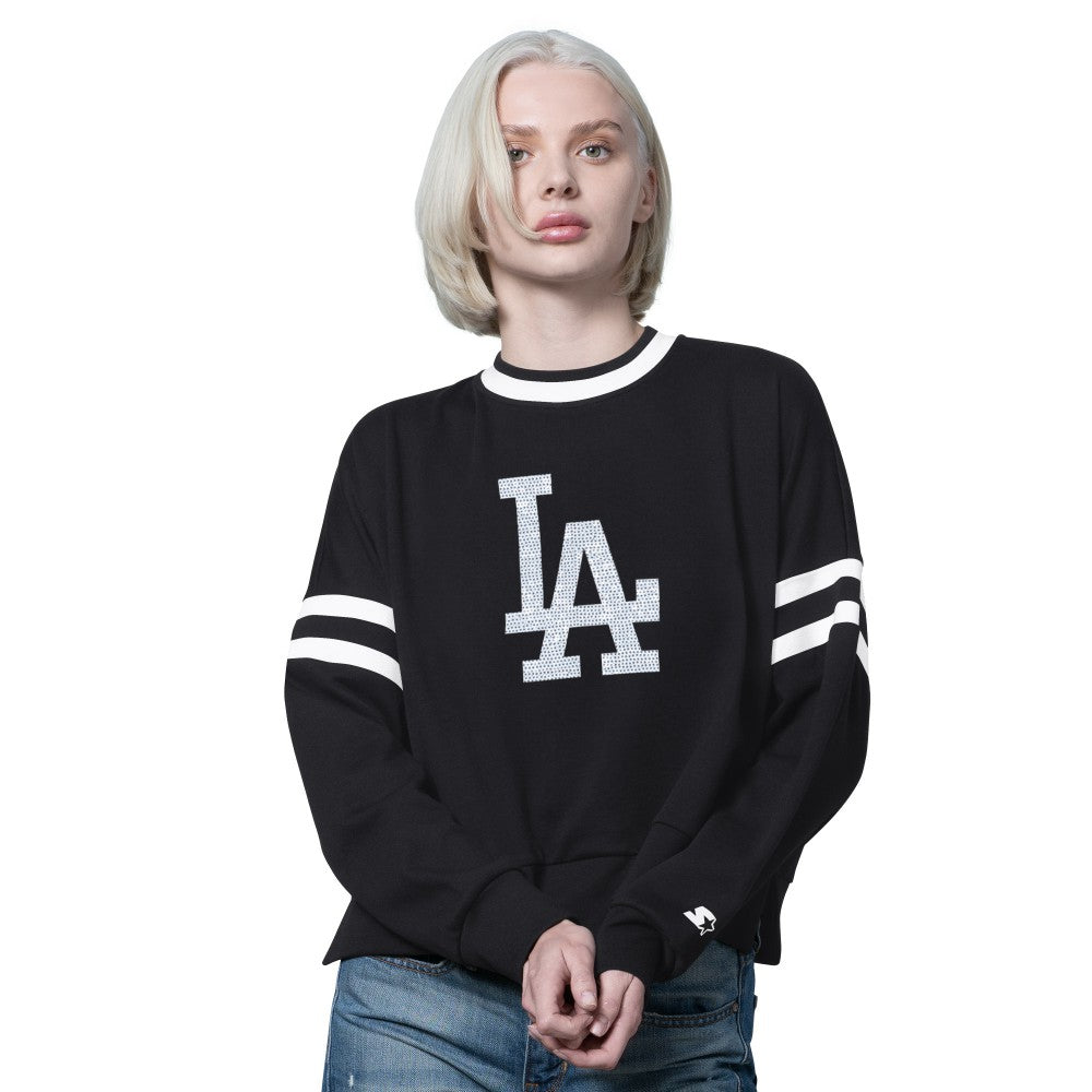 Los Angeles Dodgers Starter Women's Rally Cropped Drop Shoulder Crewneck Sweatshirt - MLB Sweatshirts
