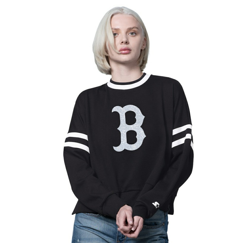 Boston Red Sox Starter Women's Rally Cropped Drop Shoulder Crewneck Sweatshirt - MLB Sweatshirts