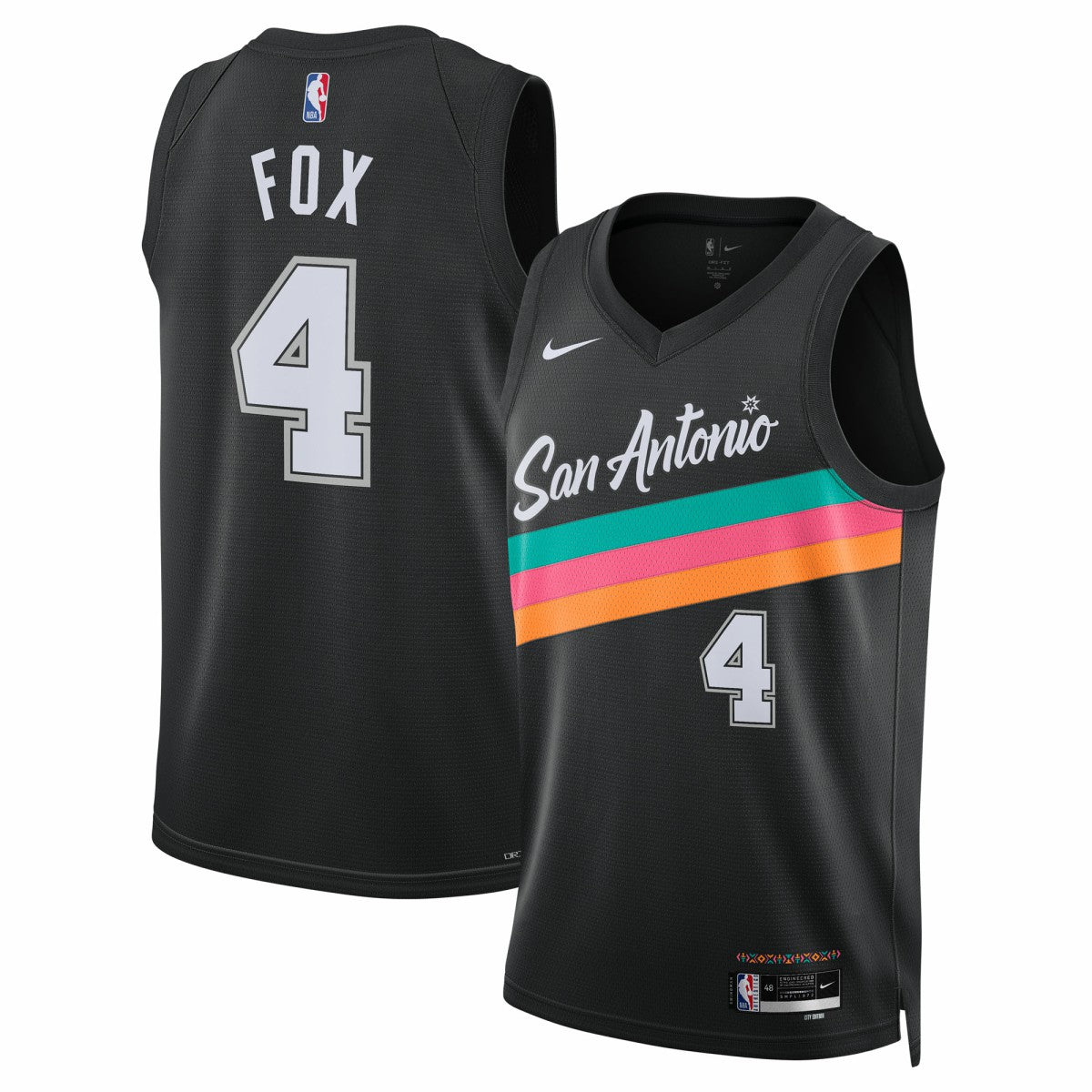 Black De'Aaron Fox San Antonio Spurs Unisex 2025/26 Swingman Jersey | NBA