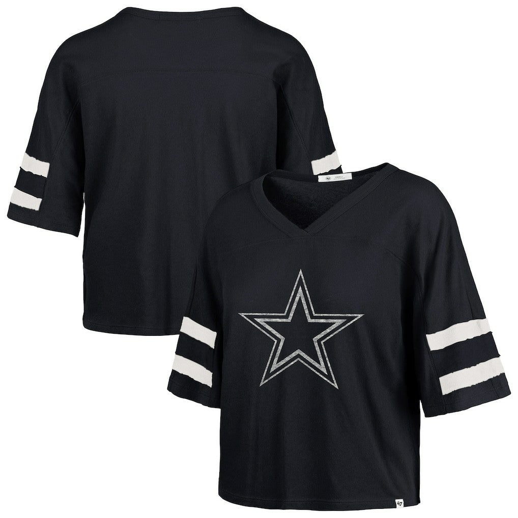 Dallas Cowboys '47 Women's Premier Scout Cropped V-Neck T-Shirt | NFL Discount