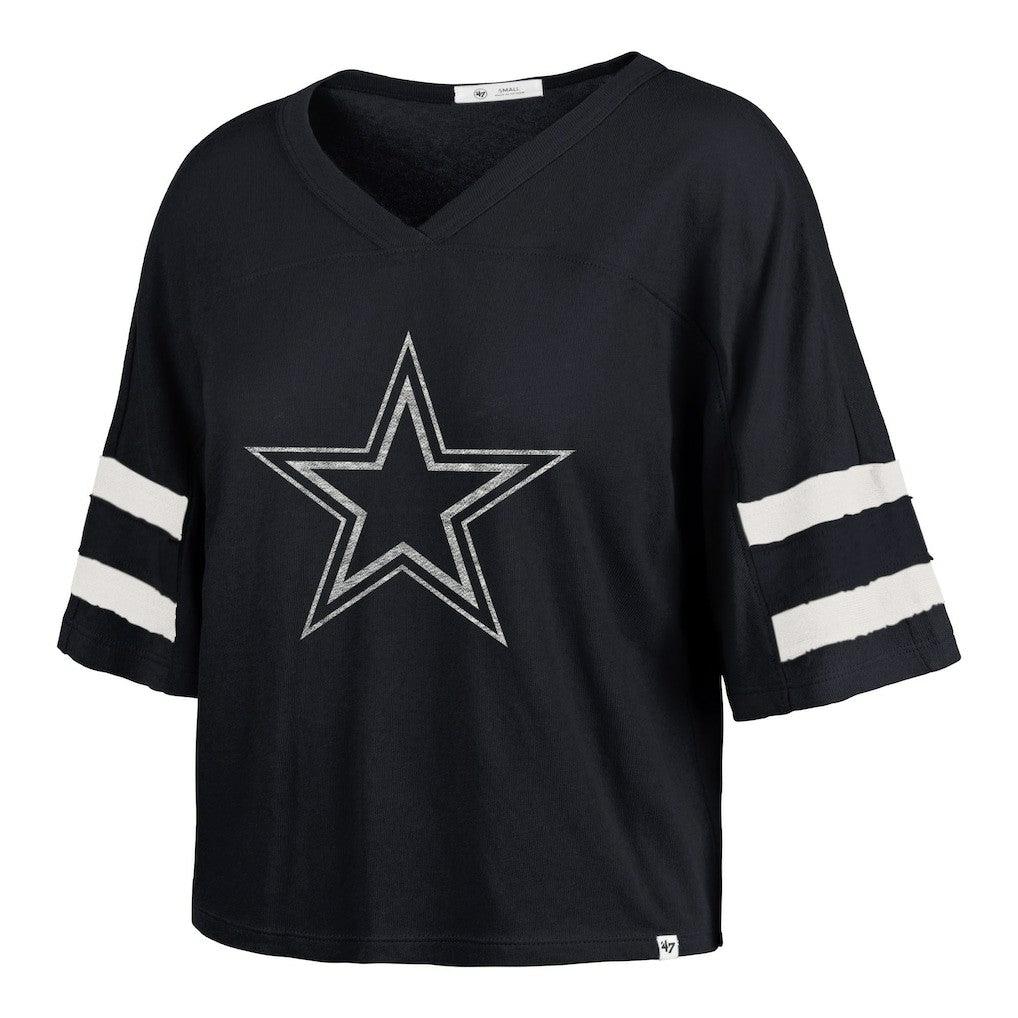 Dallas Cowboys '47 Women's Premier Scout Cropped V-Neck T-Shirt | NFL Discount