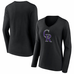 Colorado Rockies Women's Logo Long Sleeve V-Neck T-Shirt - MLB T-shirts