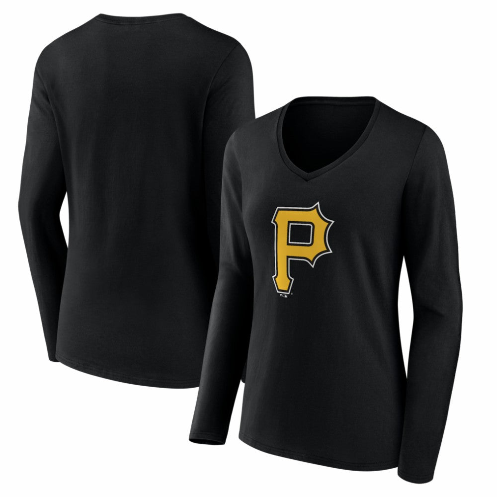 Pittsburgh Pirates Women's Logo Long Sleeve V-Neck T-Shirt - MLB T-shirts