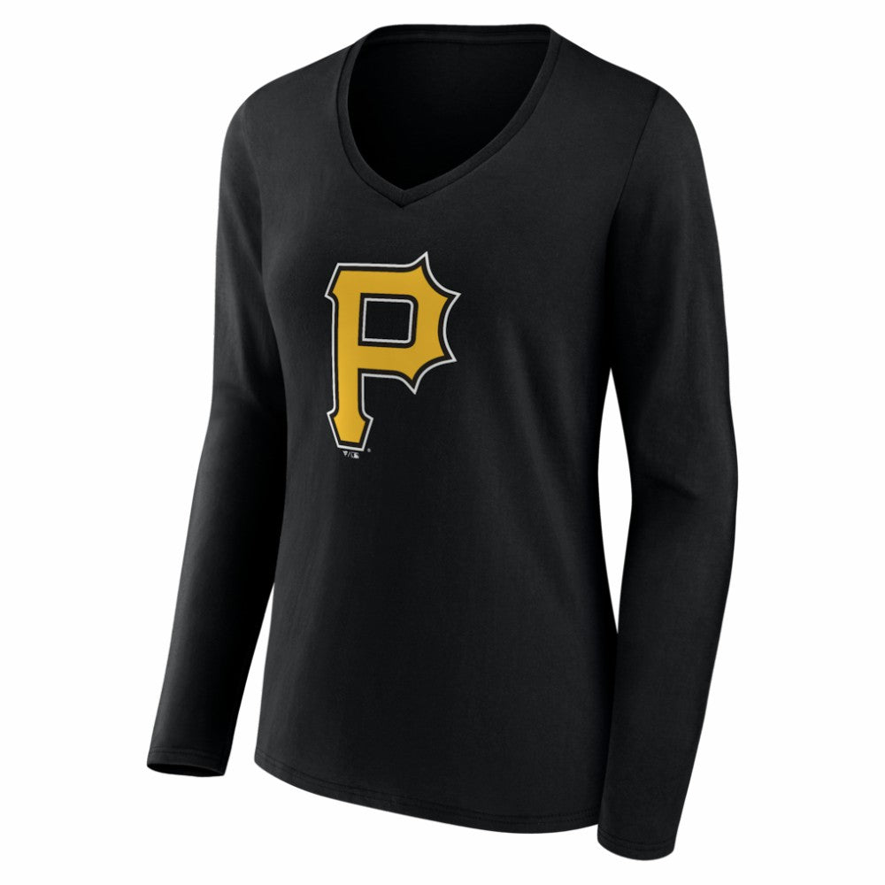 Pittsburgh Pirates Women's Logo Long Sleeve V-Neck T-Shirt - MLB T-shirts