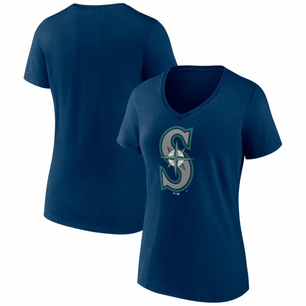 Seattle Mariners Women's Logo V-Neck T-Shirt - MLB T-shirts