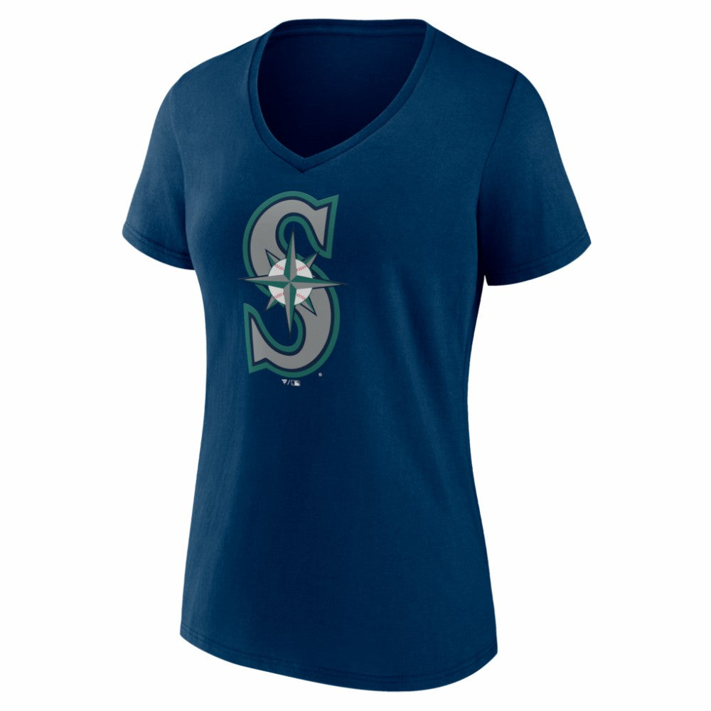 Seattle Mariners Women's Logo V-Neck T-Shirt - MLB T-shirts