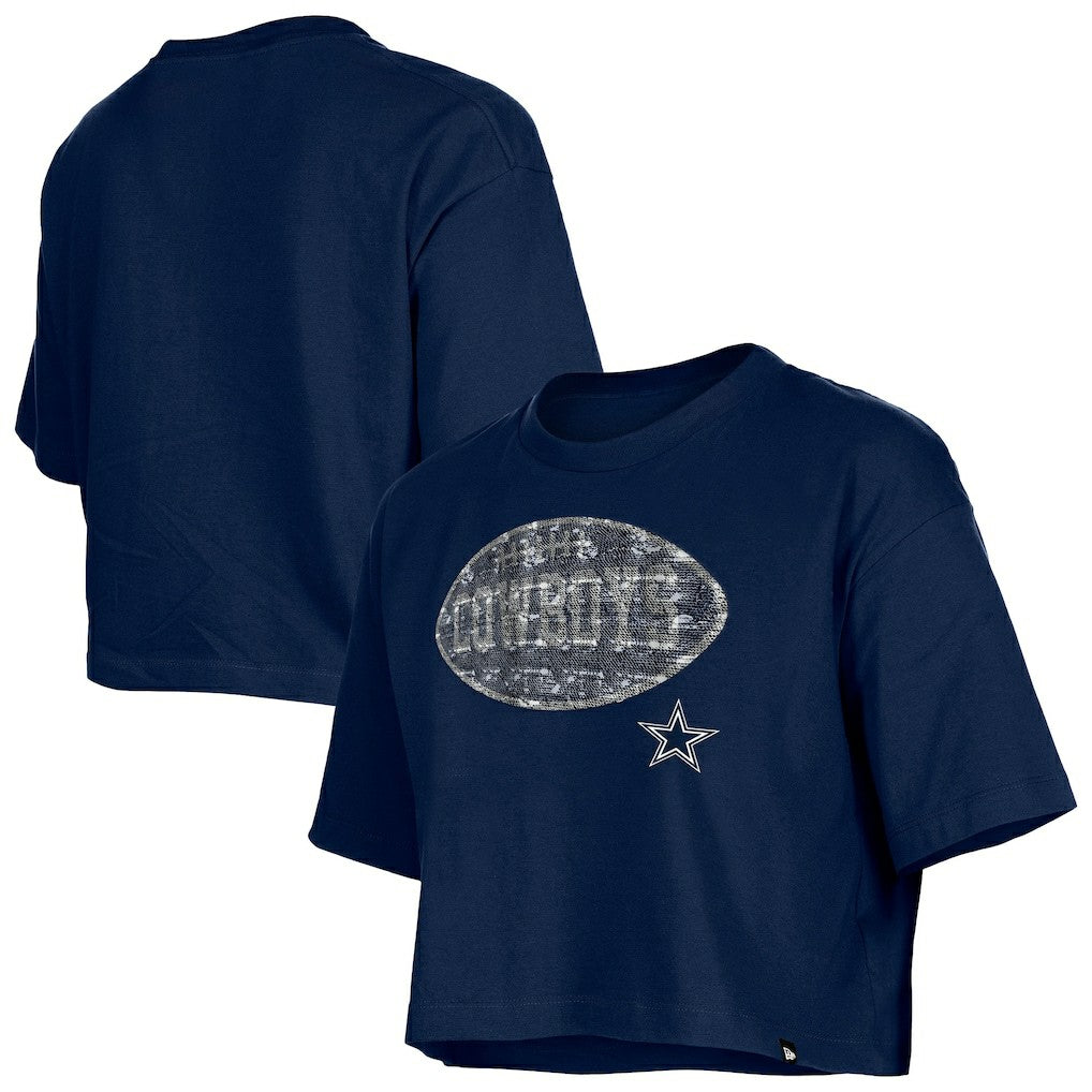 Dallas Cowboys Girl's Flip Sequin Boxy T-Shirt | NFL On sale