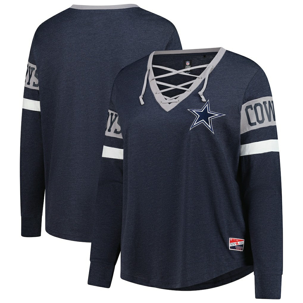 Dallas Cowboys Women's Plus Size Throwback Lace-Up Long Sleeve T-Shirt | NFL On sale