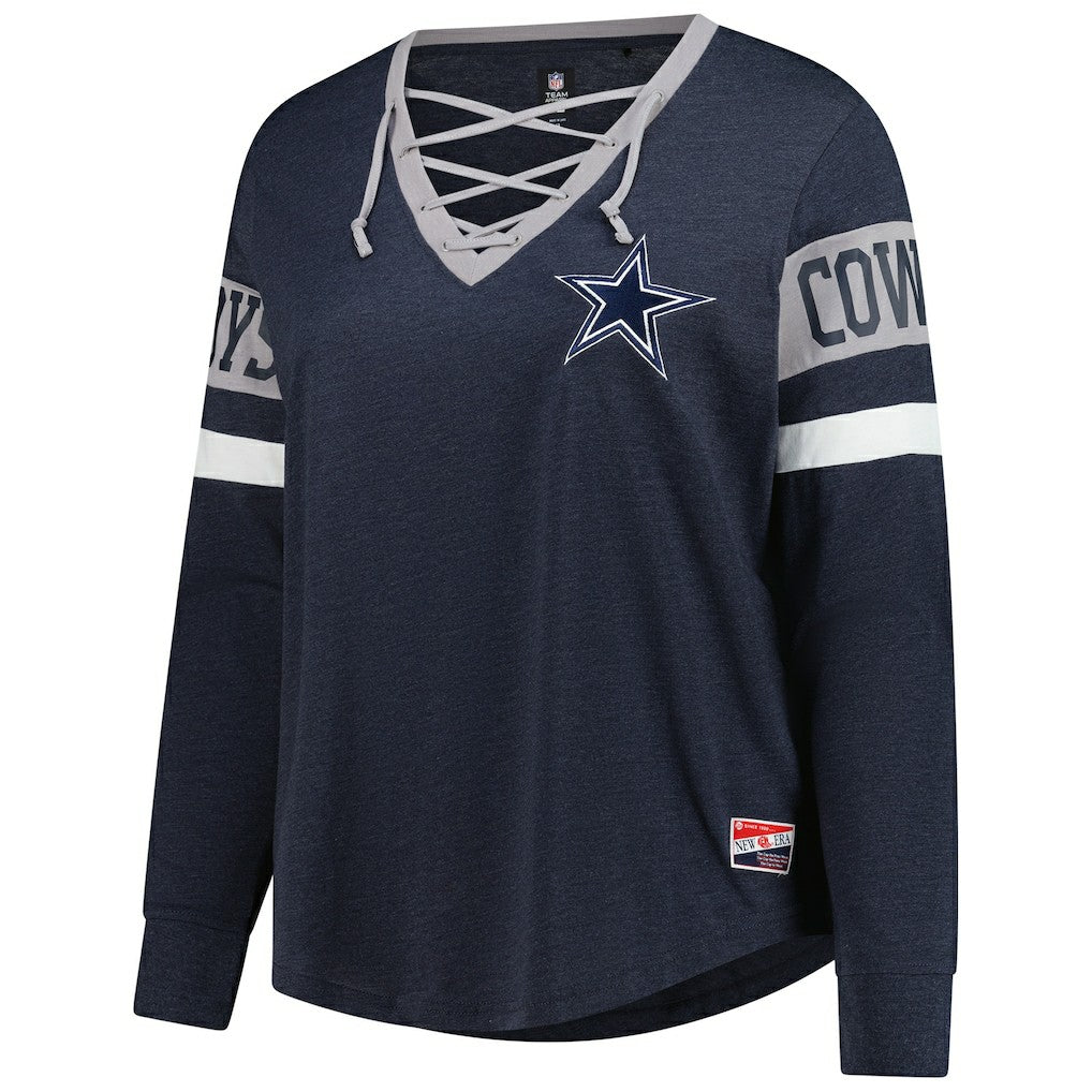 Dallas Cowboys Women's Plus Size Throwback Lace-Up Long Sleeve T-Shirt | NFL On sale
