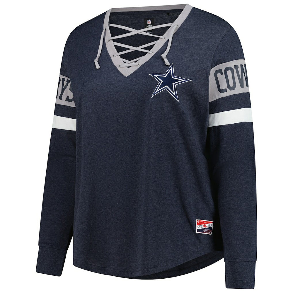 Dallas Cowboys Women's Plus Size Throwback Lace-Up Long Sleeve T-Shirt | NFL On sale
