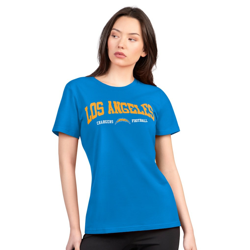 Los Angeles Chargers G-III 4Her by Carl Banks Women's Super-Slim Lightweight Winning Crew T-Shirt | NFL Discount