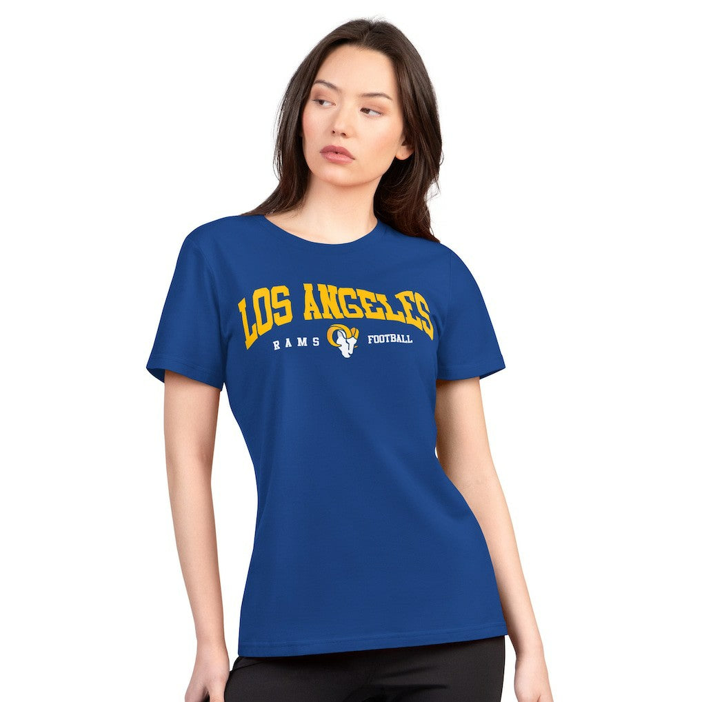 Los Angeles Rams G-III 4Her by Carl Banks Women's Super-Slim Lightweight Winning Crew T-Shirt | NFL Hot
