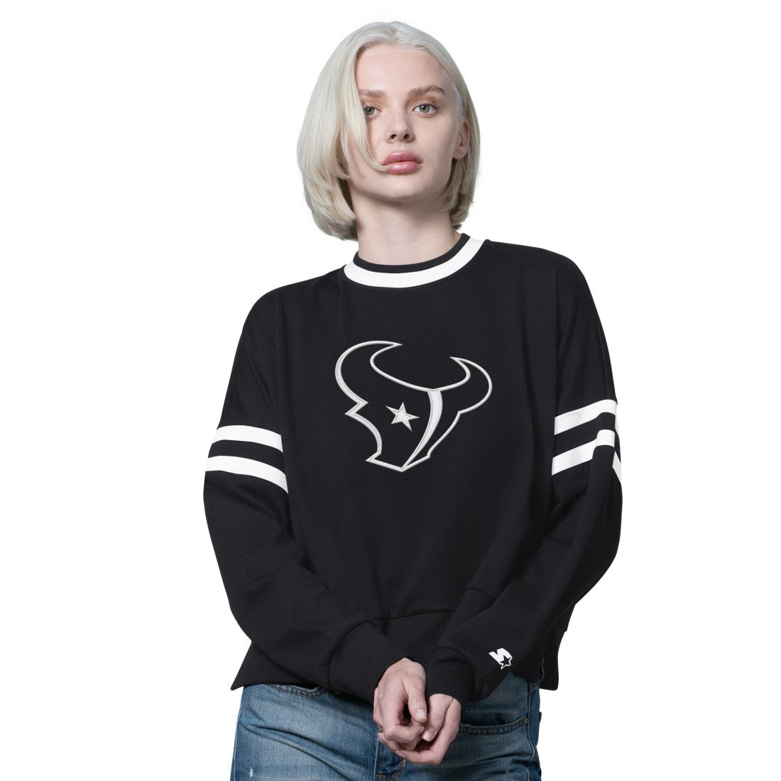 Houston Texans Starter Women's Rally Drop Shoulder Cropped Sweatshirt | NFL Sale