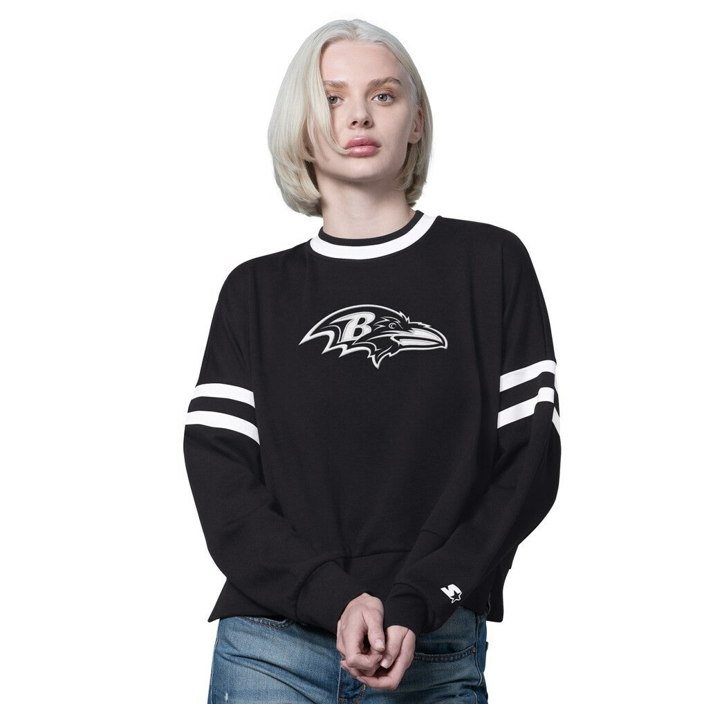 Baltimore Ravens Starter Women's Rally Drop Shoulder Cropped Sweatshirt | NFL US