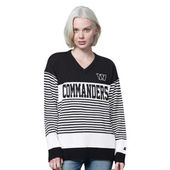Washington Commanders Starter Women's No Huddle Striped V-Neck Sweater | NFL US