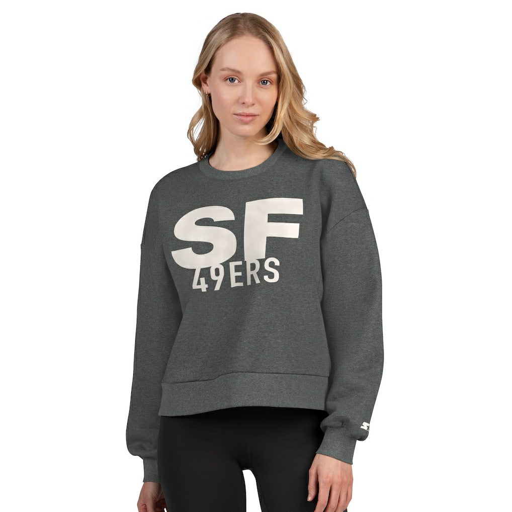 San Francisco 49ers Starter Women's Show Up Cropped Fleece Pullover Sweatshirt | NFL On sale