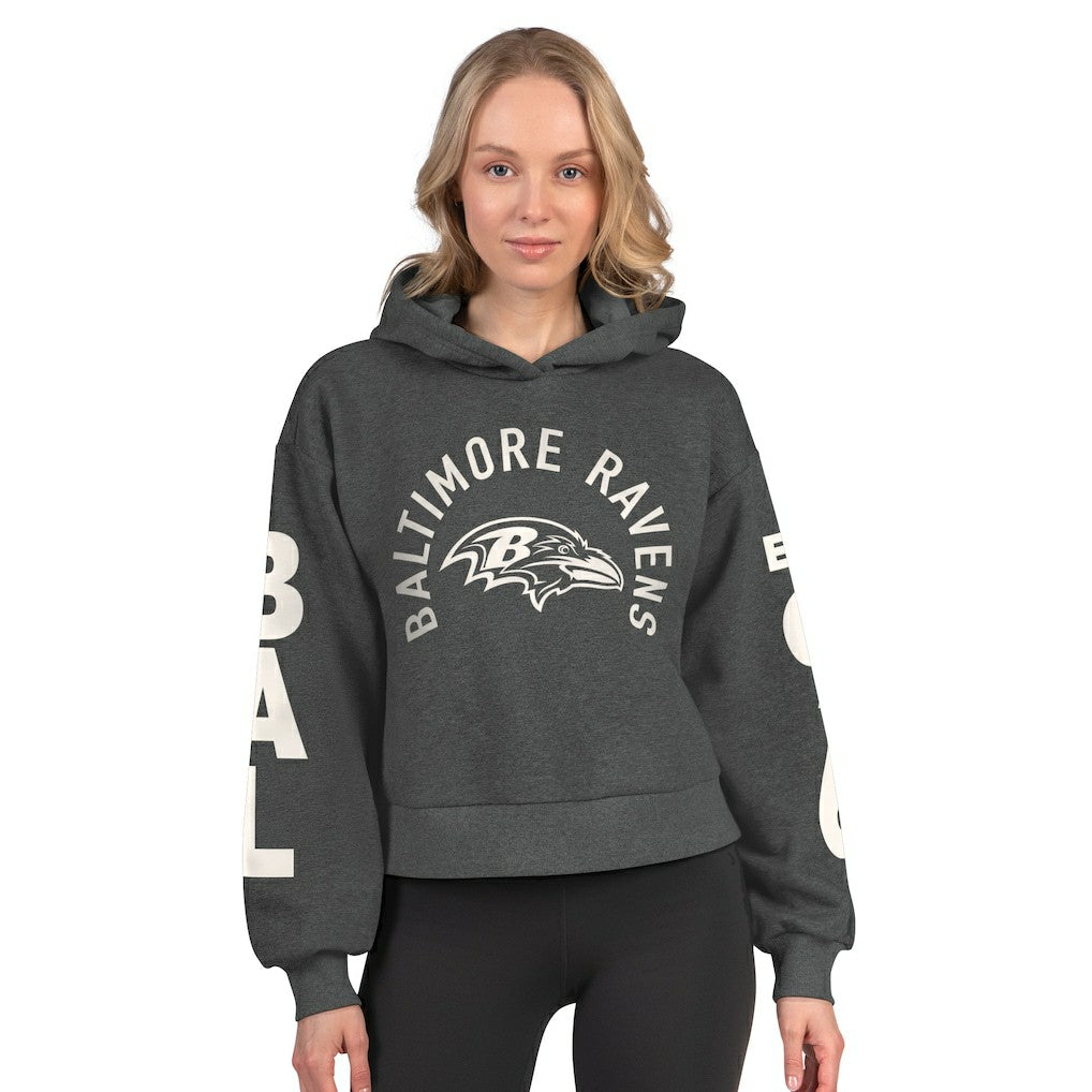 Baltimore Ravens Starter Women's Star Player Cropped Fleece Pullover Hoodie | NFL On sale