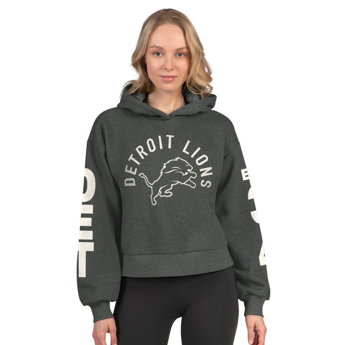 Detroit Lions Starter Women's Star Player Cropped Fleece Pullover Hoodie | NFL Near me