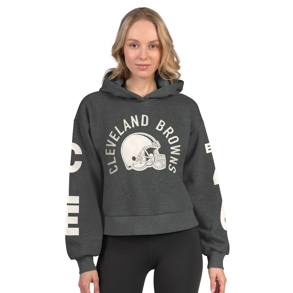 Cleveland Browns Starter Women's Star Player Cropped Fleece Pullover Hoodie | NFL New