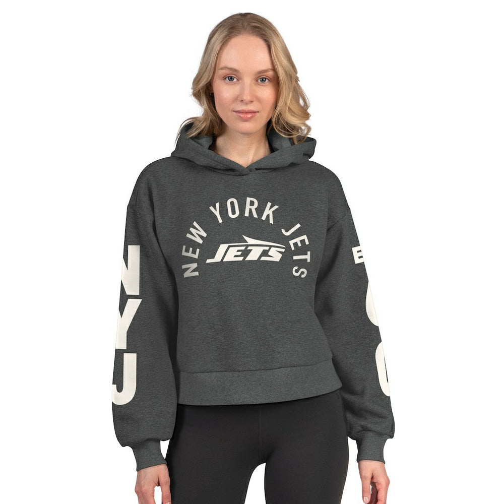 New York Jets Starter Women's Star Player Cropped Fleece Pullover Hoodie | NFL Discount