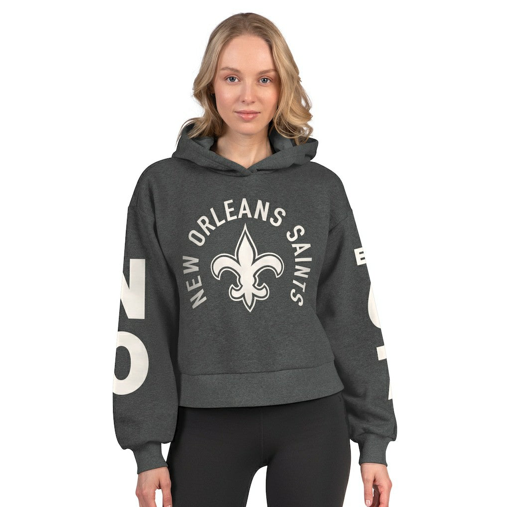 New Orleans Saints Starter Women's Star Player Cropped Fleece Pullover Hoodie | NFL Outlet