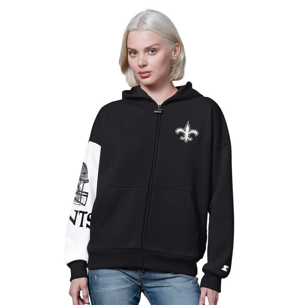 New Orleans Saints Starter Women's 4th Down Full-Zip Hoodie | NFL Hot