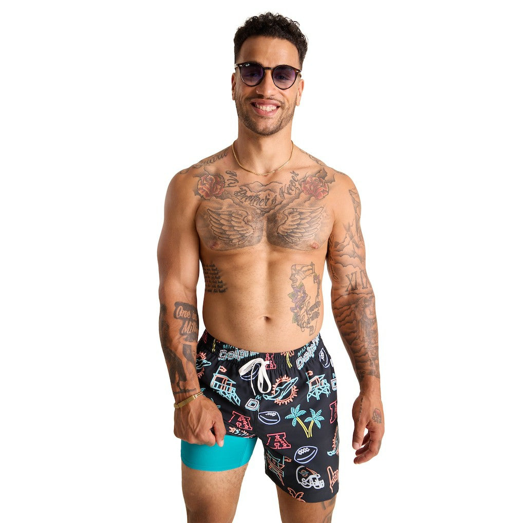 Miami Dolphins Chubbies The Neon 5.5" Classic Lined Swim Trunks | NFL Online