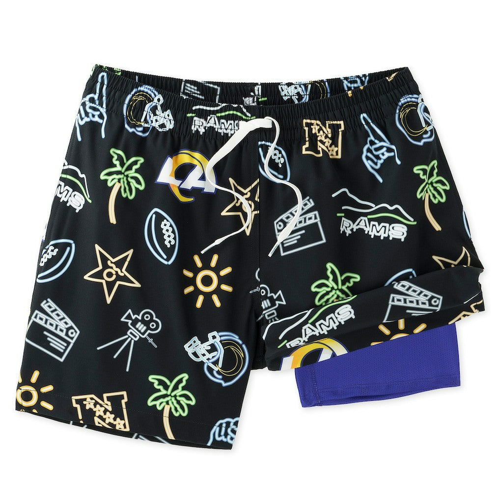 Los Angeles Rams Chubbies The Neon 5.5" Classic Lined Swim Trunks | NFL On sale
