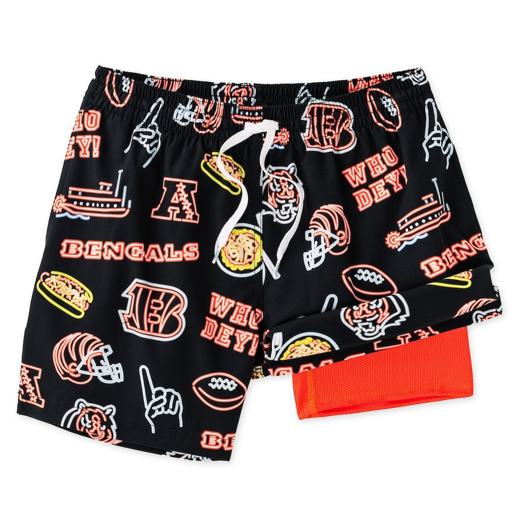 Cincinnati Bengals Chubbies The Neon 5.5" Classic Lined Swim Trunks | NFL Sale