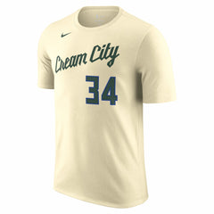 Cream Giannis Antetokounmpo Milwaukee Bucks Unisex 2025/26 City Edition Name & Number T-Shirt | NBA