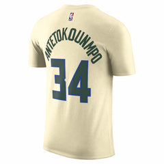 Cream Giannis Antetokounmpo Milwaukee Bucks Unisex 2025/26 City Edition Name & Number T-Shirt | NBA