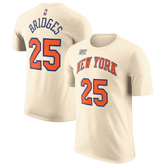 Cream Mikal Bridges New York Knicks Unisex 2025/26 City Edition Name & Number T-Shirt | NBA