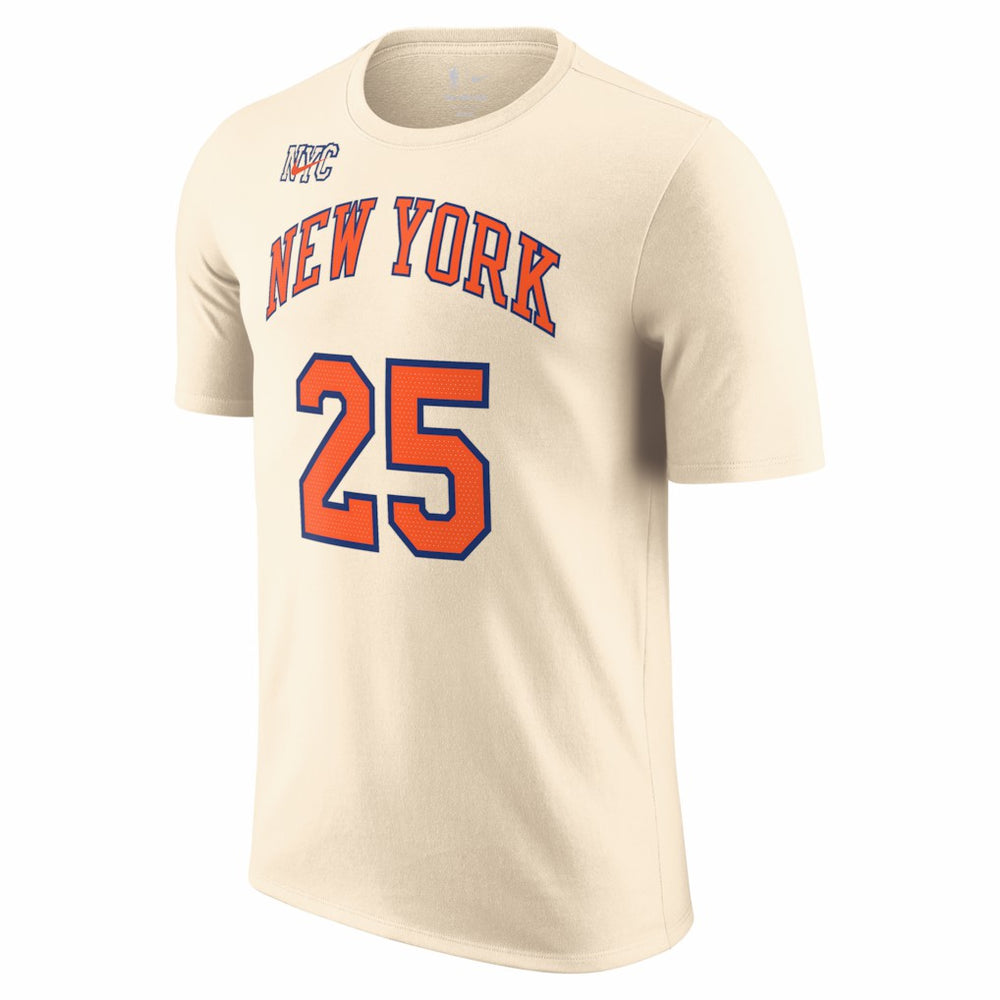 Cream Mikal Bridges New York Knicks Unisex 2025/26 City Edition Name & Number T-Shirt | NBA