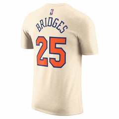 Cream Mikal Bridges New York Knicks Unisex 2025/26 City Edition Name & Number T-Shirt | NBA