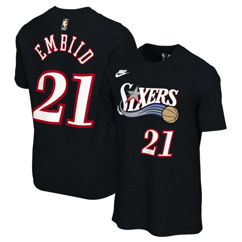 Black Joel Embiid Philadelphia 76ers Unisex Name & Number T-Shirt | NBA