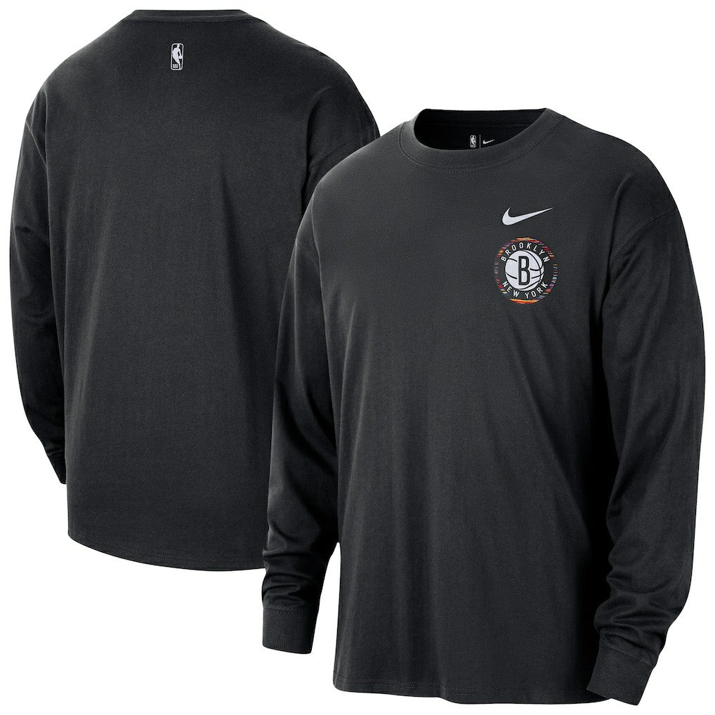 Black Brooklyn Nets 2025/26 City Edition Remix Essential Logo Long Sleeve T-Shirt | NBA
