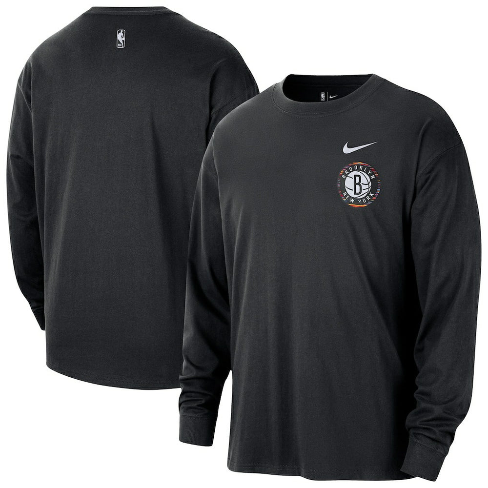 Black Brooklyn Nets 2025/26 City Edition Remix Essential Logo Long Sleeve T-Shirt | NBA