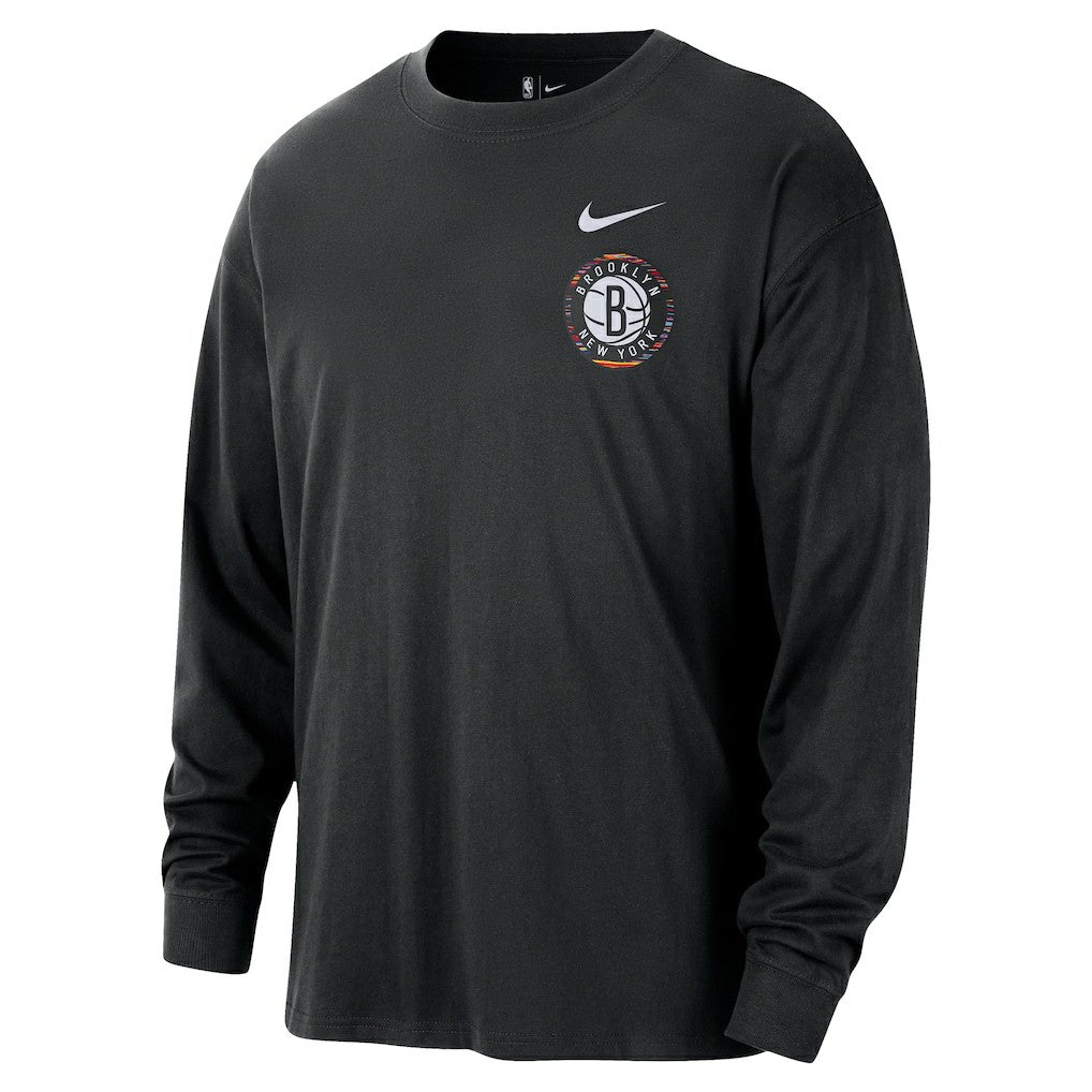 Black Brooklyn Nets 2025/26 City Edition Remix Essential Logo Long Sleeve T-Shirt | NBA