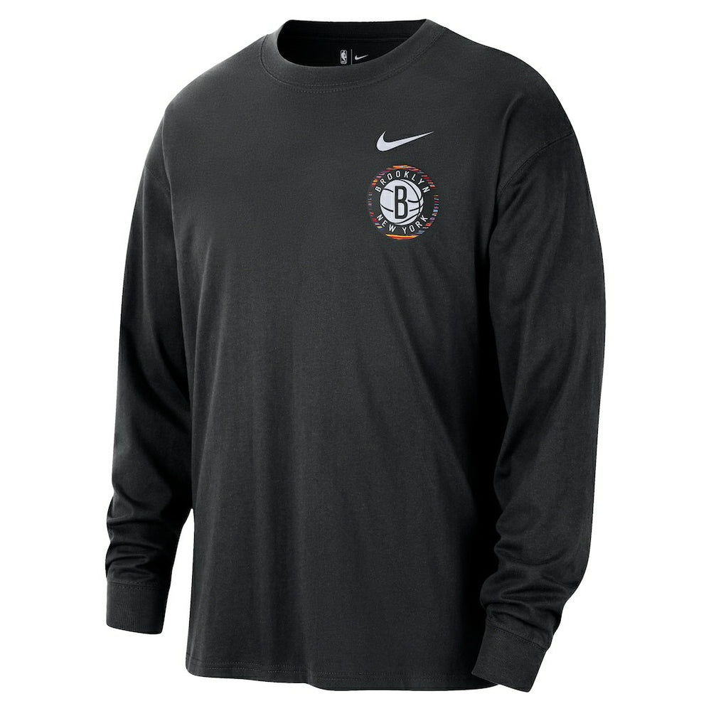 Black Brooklyn Nets 2025/26 City Edition Remix Essential Logo Long Sleeve T-Shirt | NBA