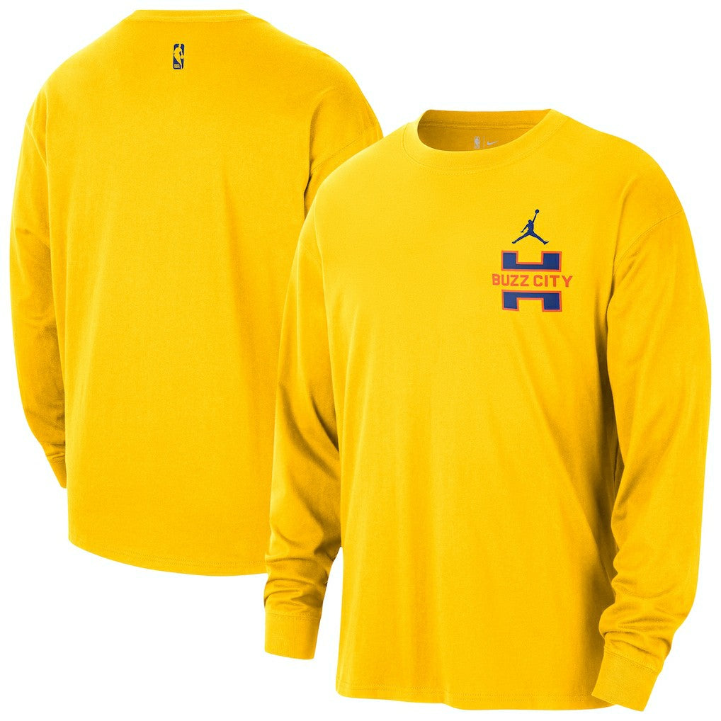 Yellow Charlotte Hornets Jordan Brand 2025/26 City Edition Remix Essential Logo Long Sleeve T-Shirt | NBA