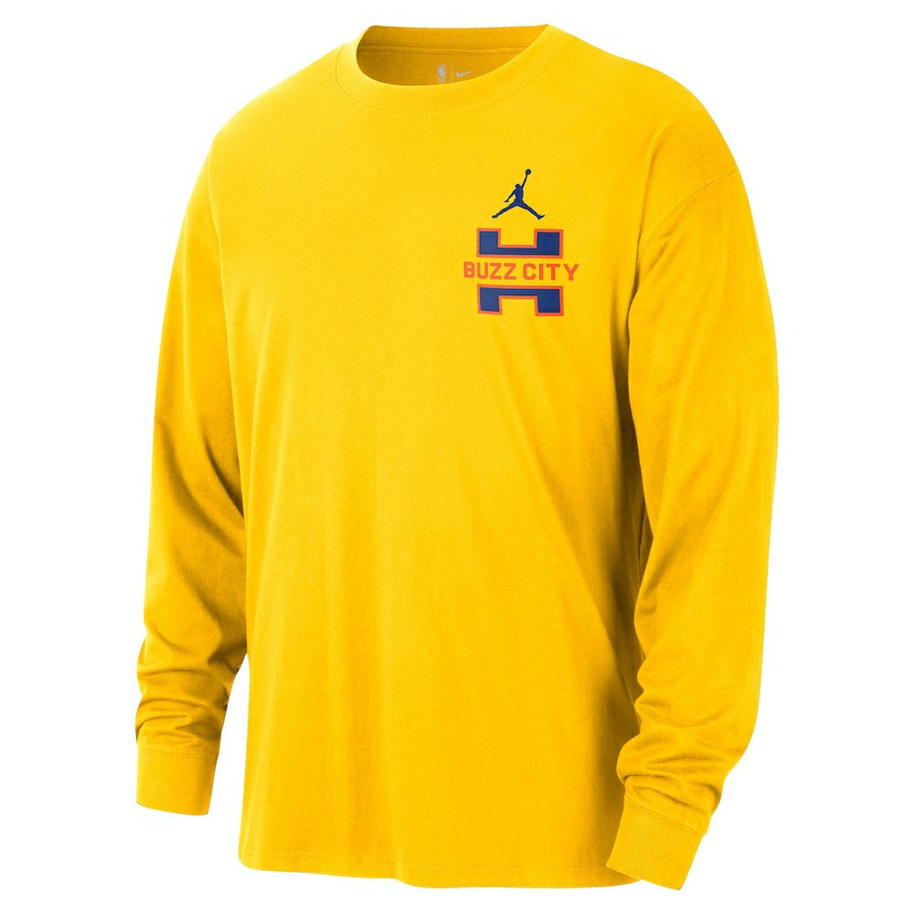 Yellow Charlotte Hornets Jordan Brand 2025/26 City Edition Remix Essential Logo Long Sleeve T-Shirt | NBA