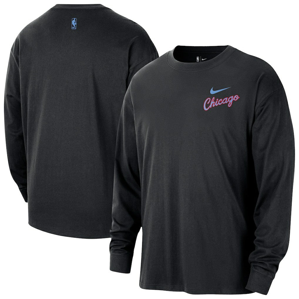 Black Chicago Bulls 2025/26 City Edition Remix Essential Logo Long Sleeve T-Shirt sale | NBA