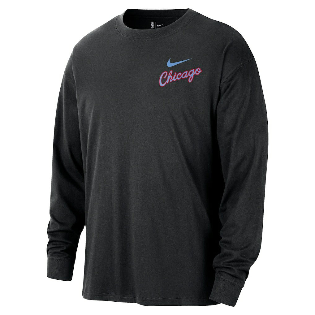 Black Chicago Bulls 2025/26 City Edition Remix Essential Logo Long Sleeve T-Shirt sale | NBA