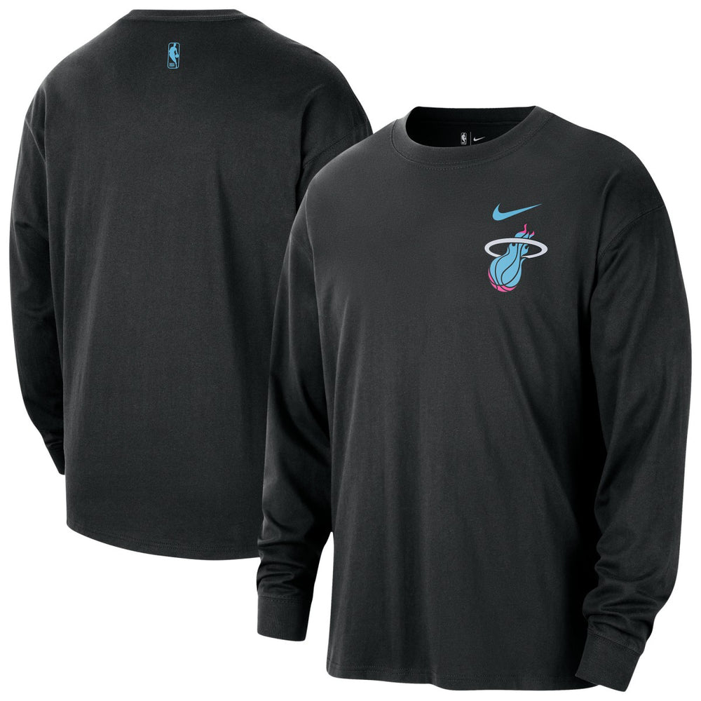 Black Miami Heat 2025/26 City Edition Remix Essential Logo Long Sleeve T-Shirt | NBA