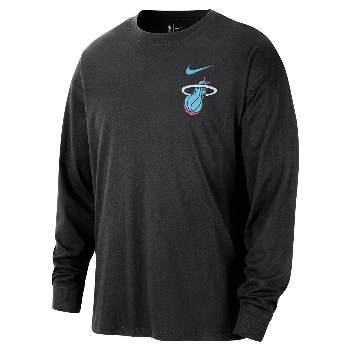 Black Miami Heat 2025/26 City Edition Remix Essential Logo Long Sleeve T-Shirt | NBA