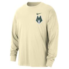 Cream Milwaukee Bucks 2025/26 City Edition Remix Essential Logo Long Sleeve T-Shirt | NBA